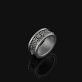 Load image into Gallery viewer, Intricate Celtic Wolf Band - Engravable Oxidized Finish