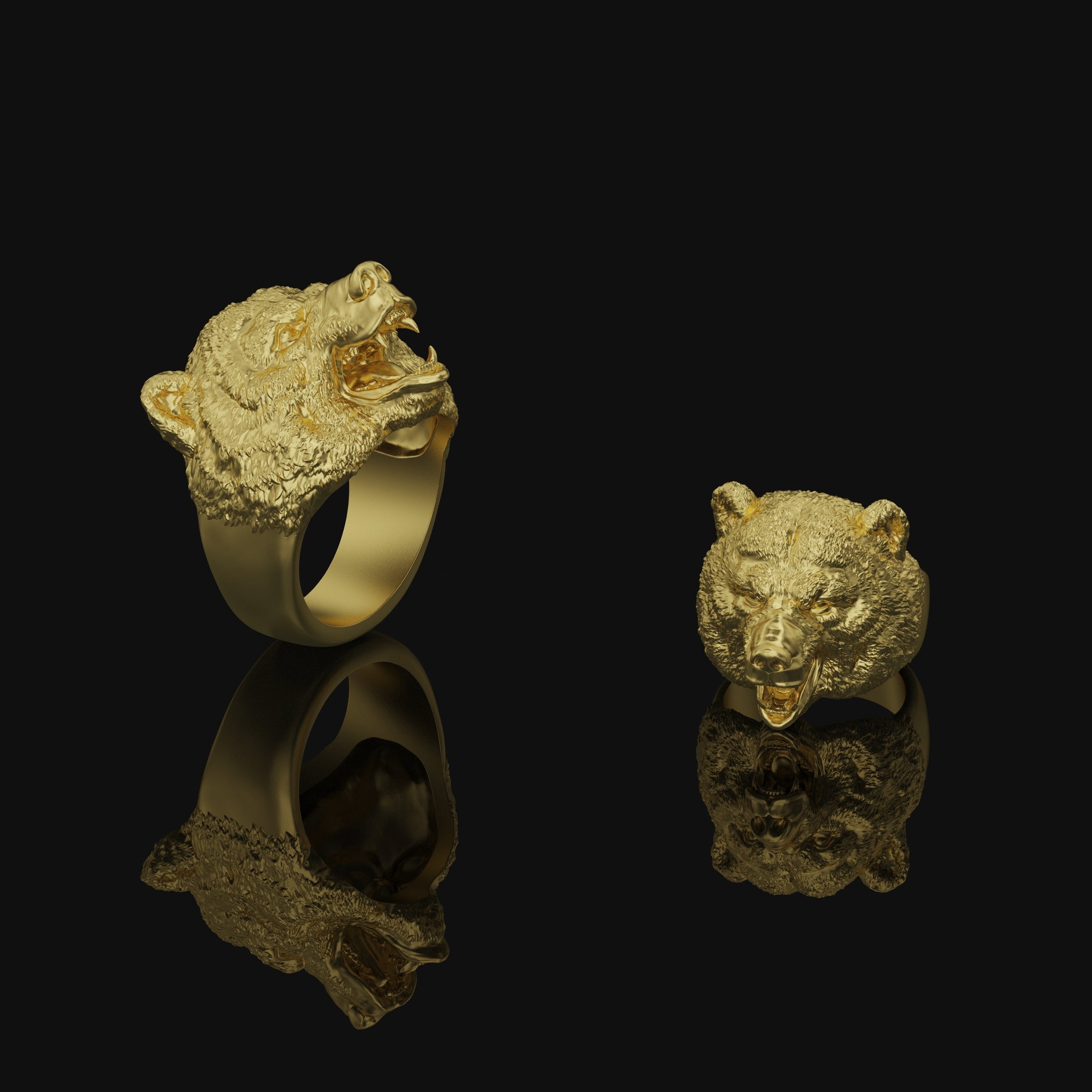 Roaring Bear Ring, Oxidized Finish