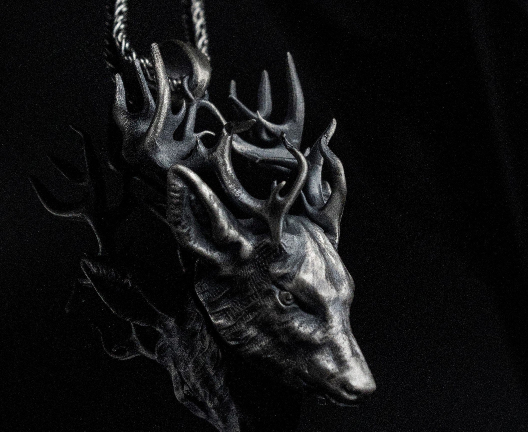 Deer Pendant, Silver Mens Jewelry