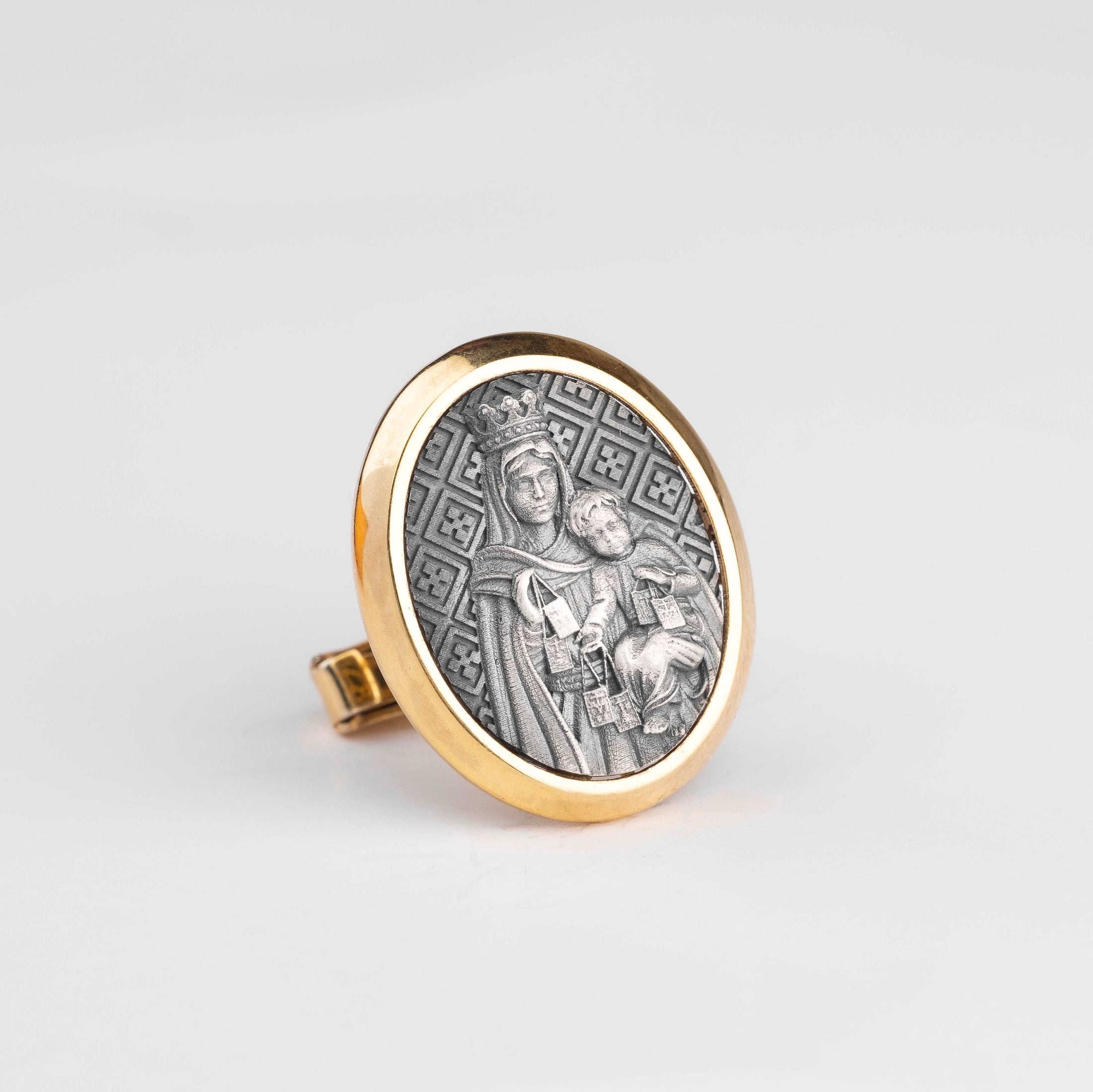 Miraculous Medal Religious Cufflinks Gold Frame