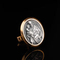 Load image into Gallery viewer, Saint Joseph Engraved Christian Cufflinks Jewelry, Groomsman Gift, Catholic Saint, Religious Cufflinks, Memorial Gift Gold Frame
