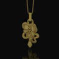 Load image into Gallery viewer, Silver Medusa Skull Pendant, Snake Necklace Design, Memento Mori Reminder, Symbol of Power & Mystery Gold Matte