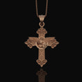 Bild in Galerie-Betrachter laden, St. Michael Protection Silver Cross, 'Quis ut Deus' Engraved, Archangel Michael Amulet, Symbol of Divine Guard Rose Gold Finish