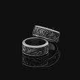 Load image into Gallery viewer, Rotating Crane Wedding Band Ring, Engravable Inside, Elegant Bird Design, Unique Symbol of Longevity Oxidized Finish