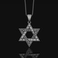 Load image into Gallery viewer, Star of David Pendant, Symbol of Jewish Faith, Elegant Hexagram Necklace, Emblem of Heritage & Unity Oxidized Finish