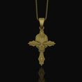 Load image into Gallery viewer, Silver Gothic Skull Cross Necklace, Wooden Texture Design, Unique Dark Aesthetic Jewelry Gold Matte