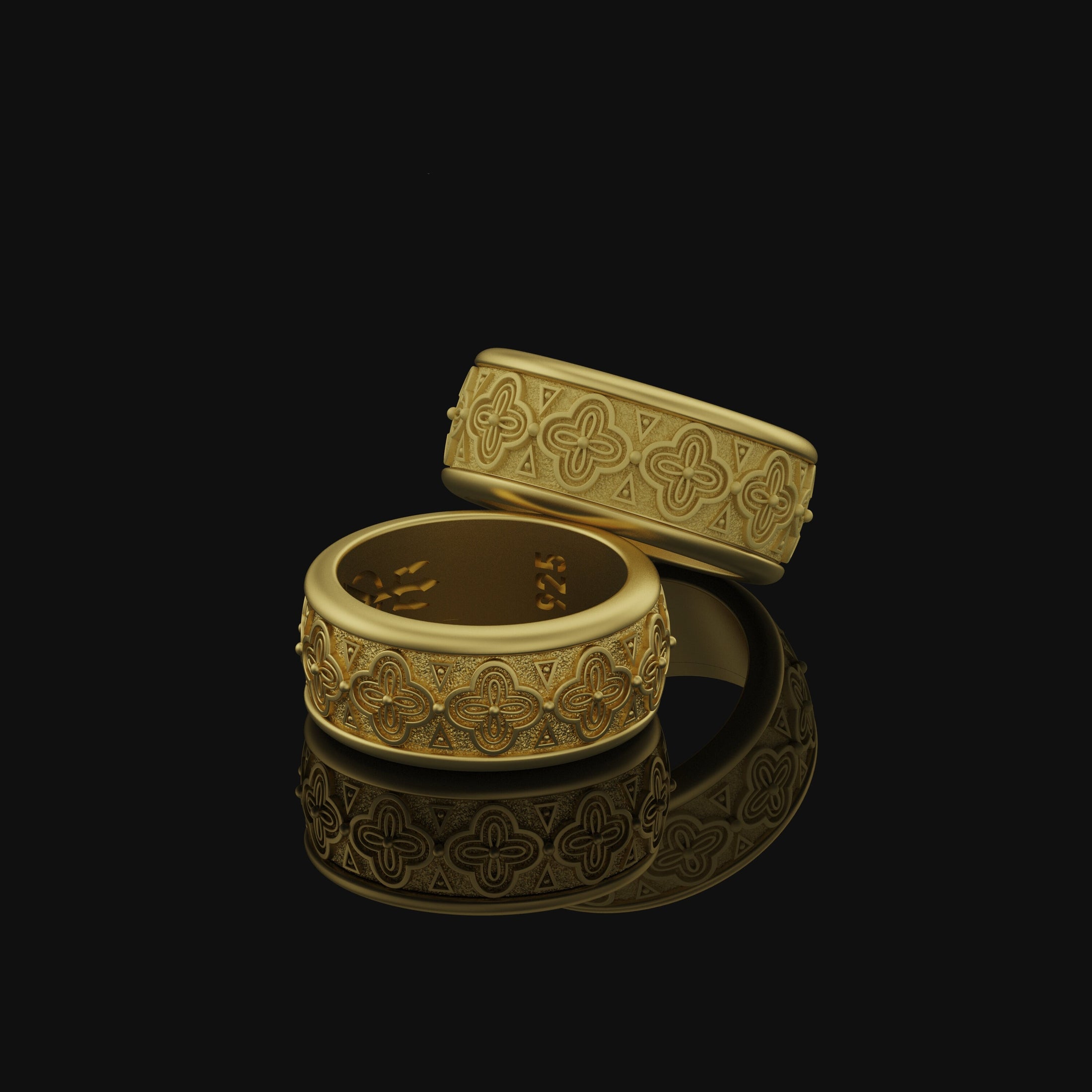 Rotating Floral Band - Engravable Gold Finish