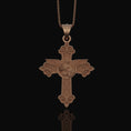 Bild in Galerie-Betrachter laden, St. Michael Protection Silver Cross, 'Quis ut Deus' Engraved, Archangel Michael Amulet, Symbol of Divine Guard Rose Gold Matte