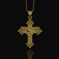 Bild in Galerie-Betrachter laden, St. Michael Protection Silver Cross, 'Quis ut Deus' Engraved, Archangel Michael Amulet, Symbol of Divine Guard Gold Finish