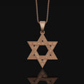 Load image into Gallery viewer, Star of David Pendant, Symbol of Jewish Faith, Elegant Hexagram Necklace, Emblem of Heritage & Unity Rose Gold Matte