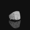 Bild in Galerie-Betrachter laden, Saint Michael Defeating Satan Silver Ring, Cross Pattern Band, Men's Religious Jewelry, Christian Gift of Protection