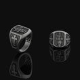Load image into Gallery viewer, Saint Dominic Silver Ring, Men's Cross Pattern Band, Religious Christian Jewelry, Spiritual Gift for Devotion & Faith Oxidized Finish