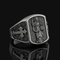 Load image into Gallery viewer, Saint Dominic Silver Ring, Men's Cross Pattern Band, Religious Christian Jewelry, Spiritual Gift for Devotion & Faith
