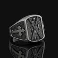 Bild in Galerie-Betrachter laden, Saint Andrew Silver Ring, Men's Cross Pattern Band, Religious Christian Jewelry, Spiritual Gift of Apostolic Faith