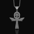 Load image into Gallery viewer, Silver Isis Necklace, Egyptian Goddess Charm, Hieroglyphic Ankh Pendant, Symbol of Life & Magic, Ancient Egypt Jewelry Polished Matte