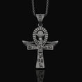 Load image into Gallery viewer, Silver Isis Necklace, Egyptian Goddess Charm, Hieroglyphic Ankh Pendant, Symbol of Life & Magic, Ancient Egypt Jewelry