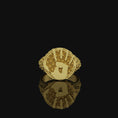 Load image into Gallery viewer, Silver Skyrim Dark Brotherhood Ring, Thieves Guild Emblem, 'We Know' Inscription, Elder Scrolls Inspired Skulls Band Gold Finish