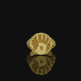 Load image into Gallery viewer, Silver Skyrim Dark Brotherhood Ring, Thieves Guild Emblem, 'We Know' Inscription, Elder Scrolls Inspired Skulls Band Gold Finish
