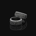 Load image into Gallery viewer, Rotating Celtic Knot Band - Engravable Oxidized Finish
