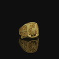 Load image into Gallery viewer, St. Sebastian Ring - Christian Protector Jewelry, Religious Gift, Faithful Symbol, Patron Saint Band Gold Finish