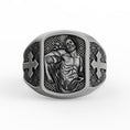 Load image into Gallery viewer, St. Sebastian Ring - Christian Protector Jewelry, Religious Gift, Faithful Symbol, Patron Saint Band