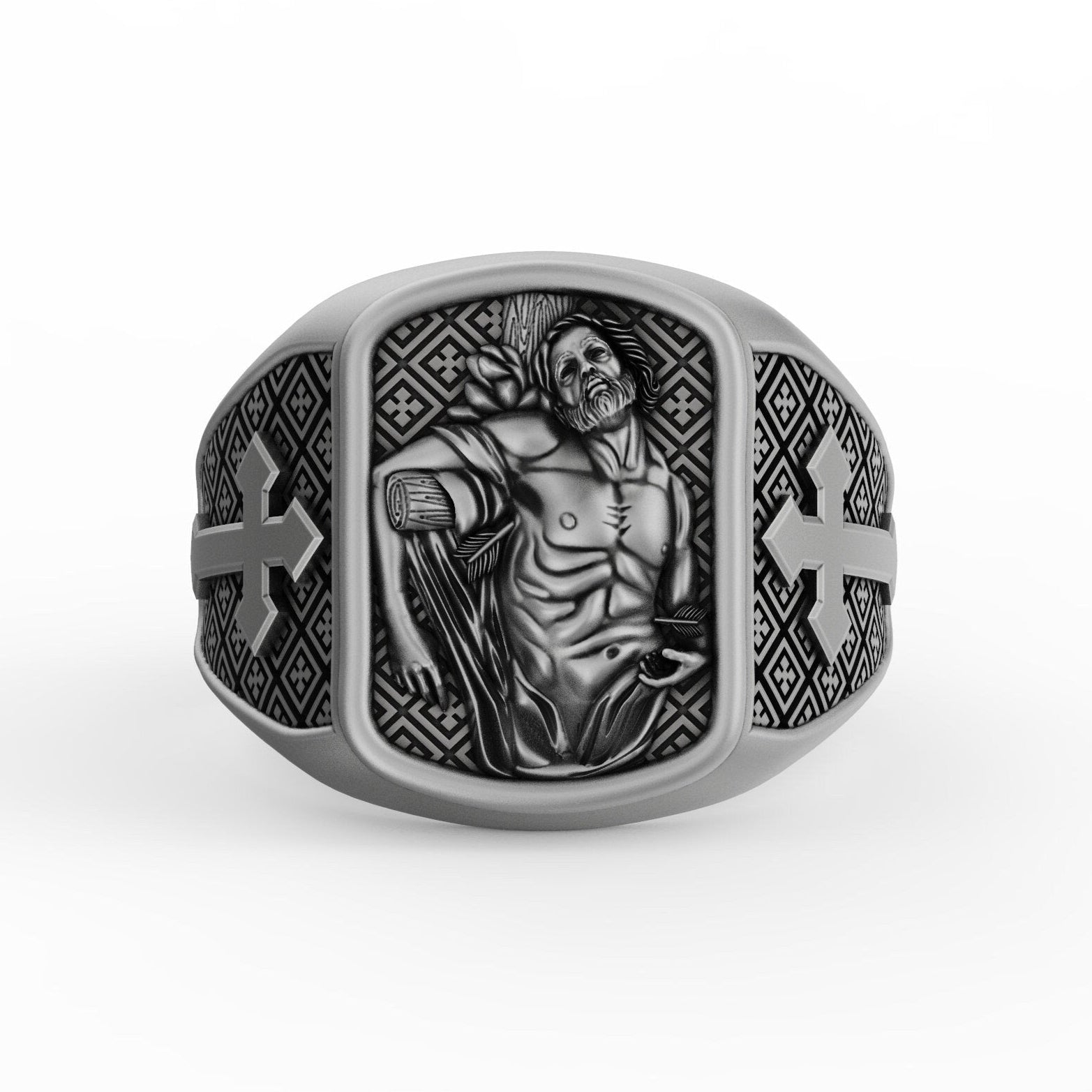 St. Sebastian Ring - Christian Protector Jewelry, Religious Gift, Faithful Symbol, Patron Saint Band