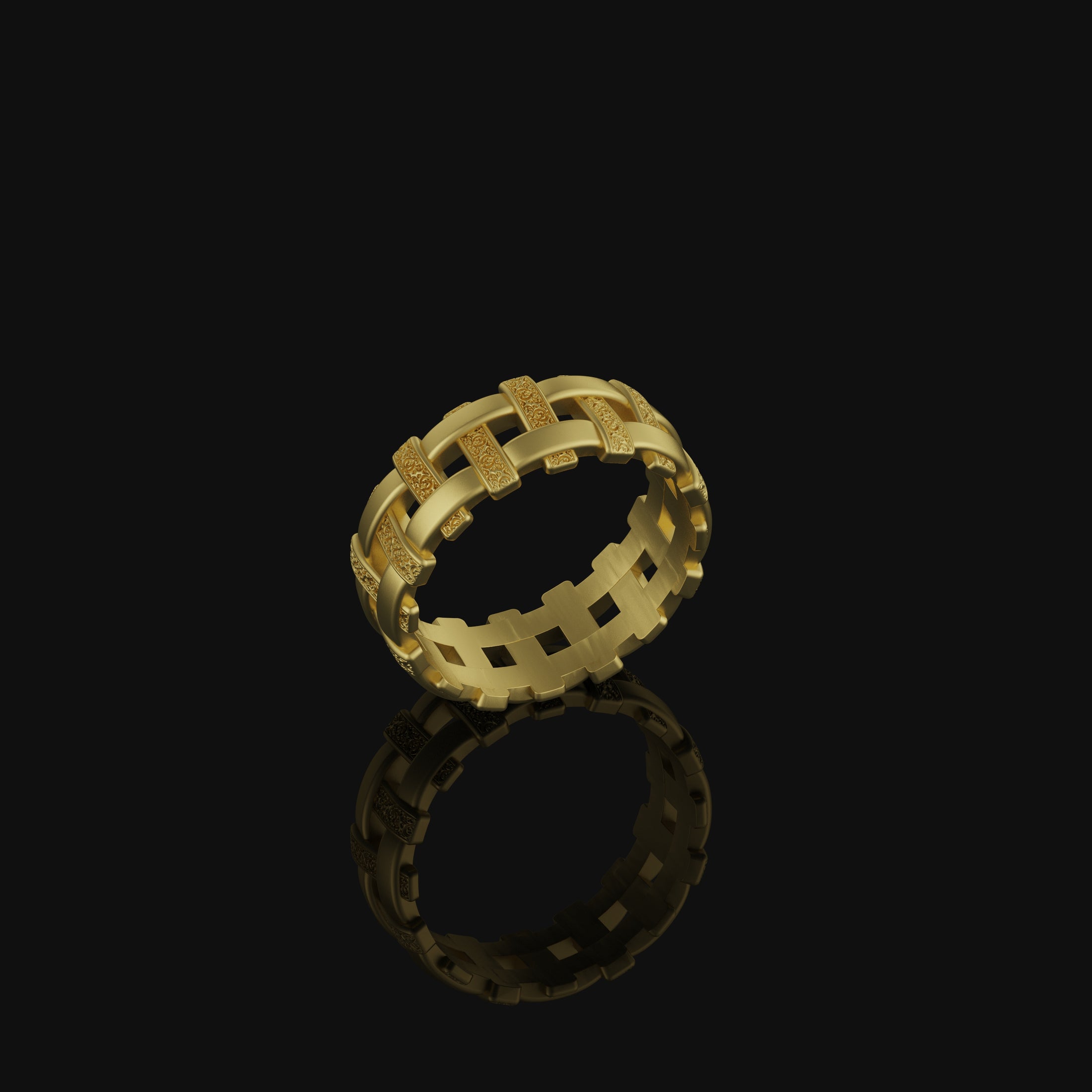 Wicker Cross Band Gold Finish