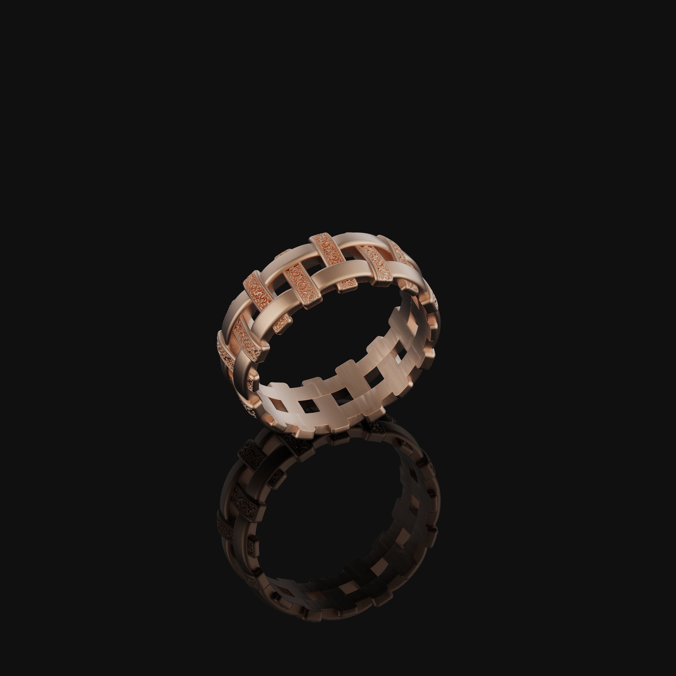 Wicker Cross Band Rose Gold Finish