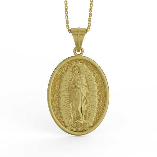 Gold Guadalupe Pendant - Engravable - Angelios Jewelry