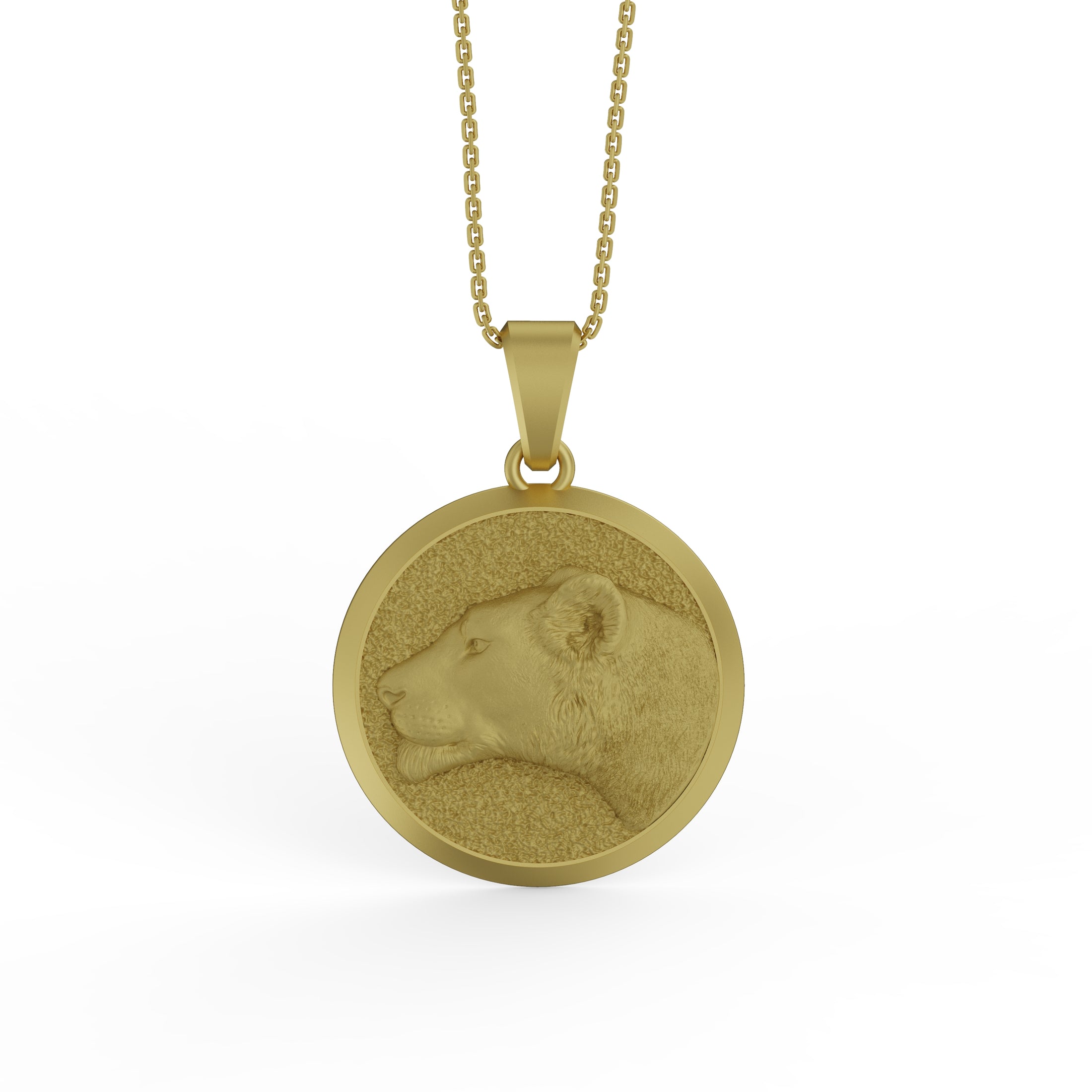 Gold Lioness Pendant - Engravable - Angelios Jewelry