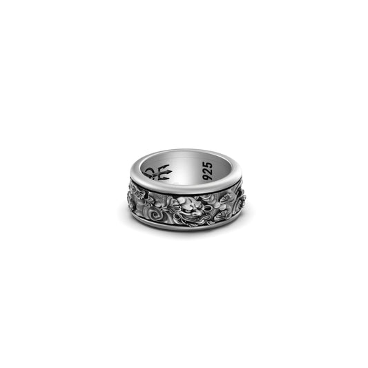 Rotating Hannya Mask Band - Engravable - Angelios Jewelry