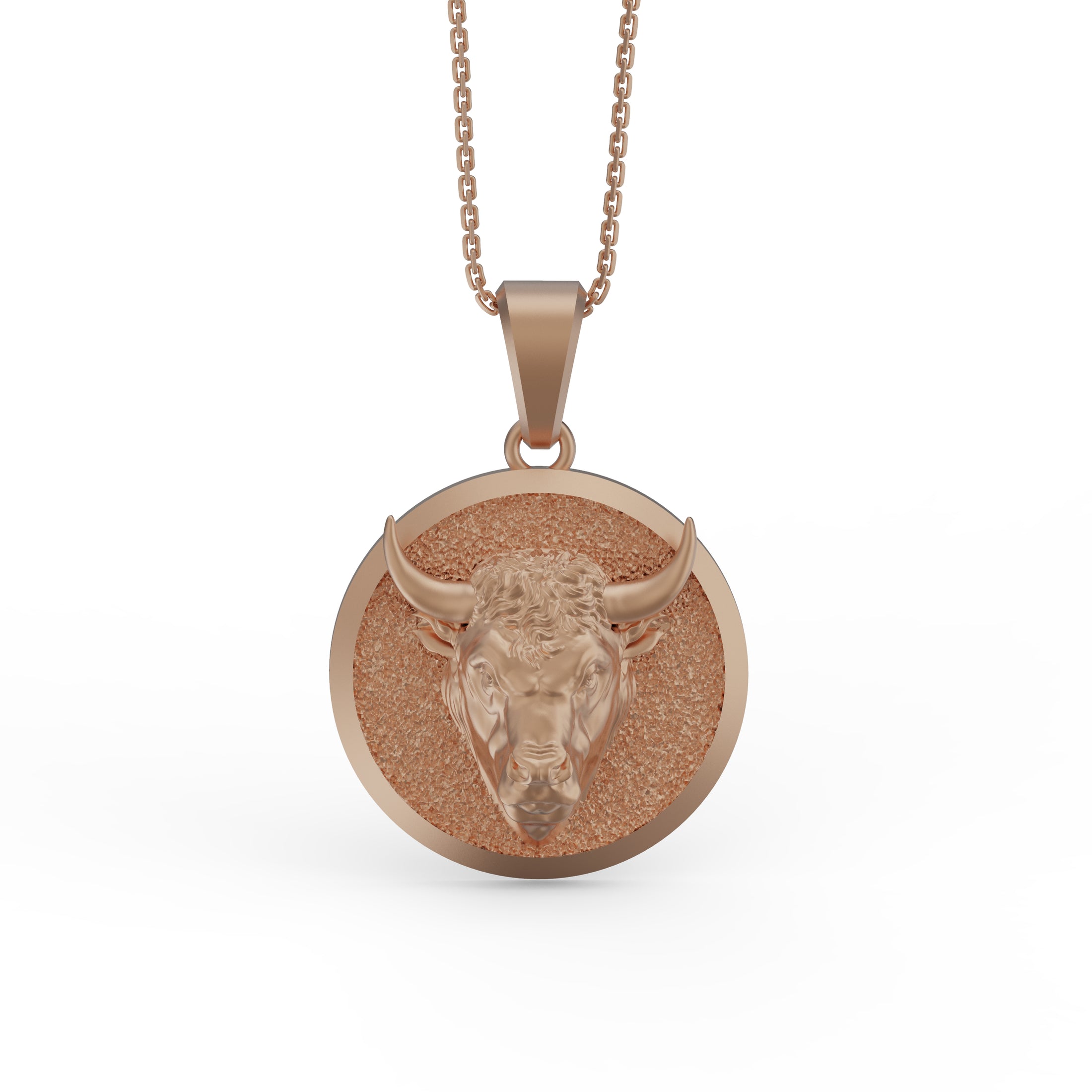 Gold Bull Pendant - Engravable - Angelios Jewelry