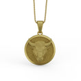 Load image into Gallery viewer, Gold Bull Pendant - Engravable - Angelios Jewelry
