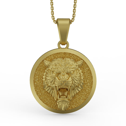 Gold Tiger Pendant - Engravable - Angelios Jewelry
