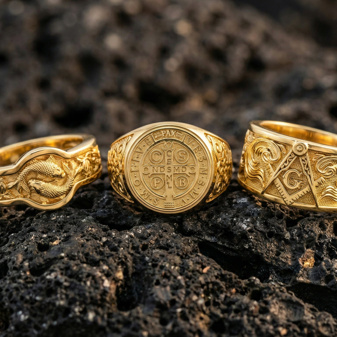 Gold Rings | Men’s Gold Statement Rings with Premium Detail | Angelios ...