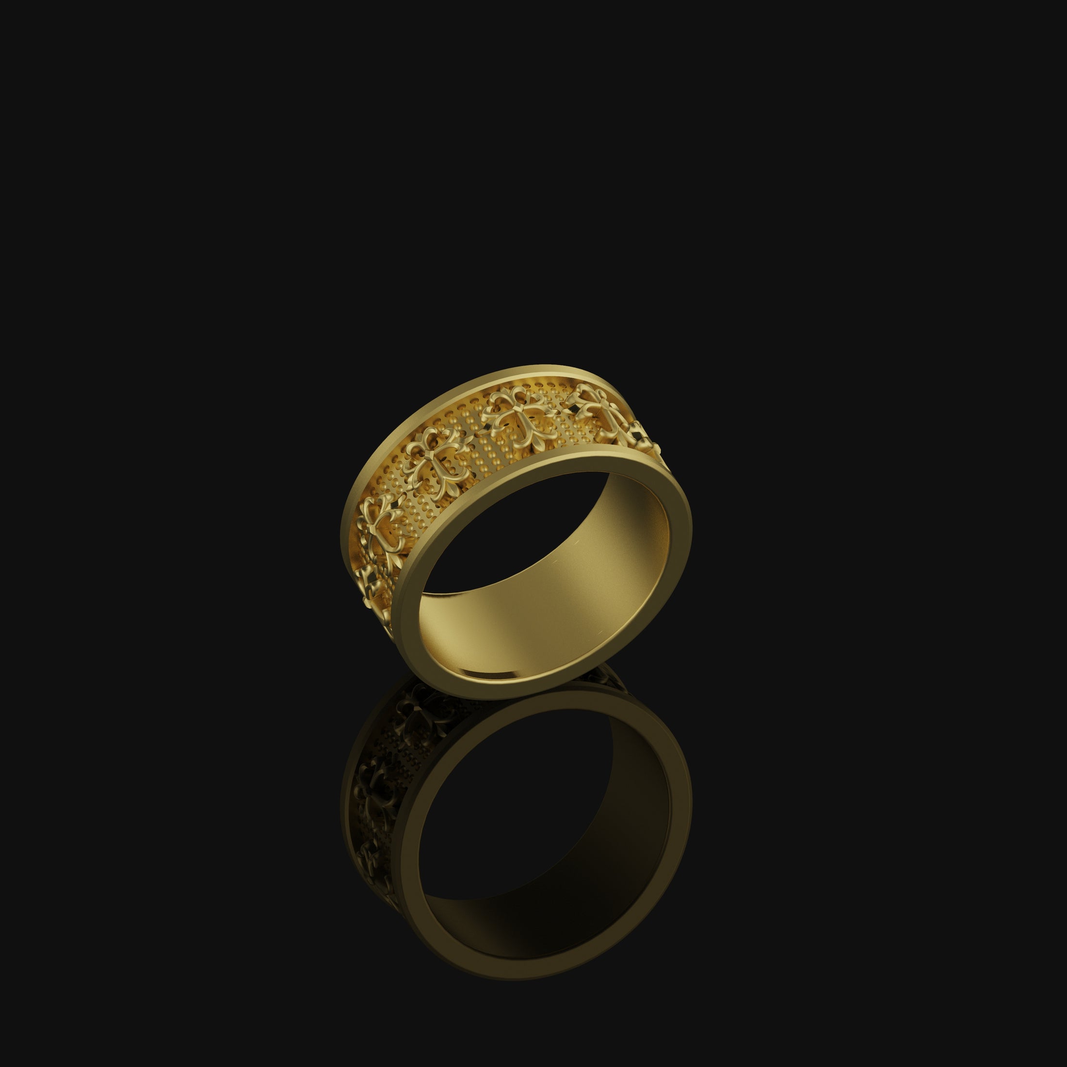 Gothic Cross Band - Engravable Gold Finish