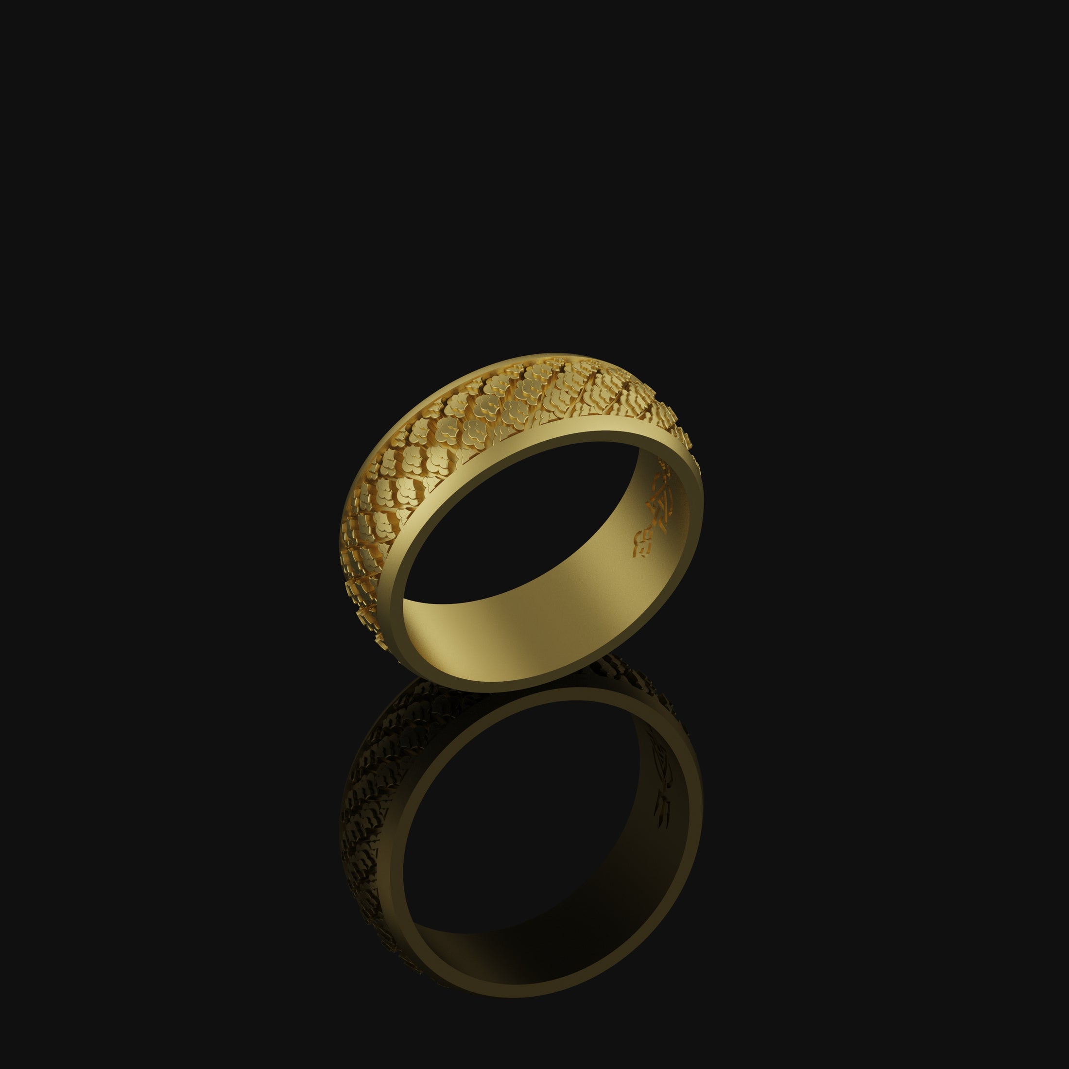 Japanese Clouds Band - Engravable Gold Finish