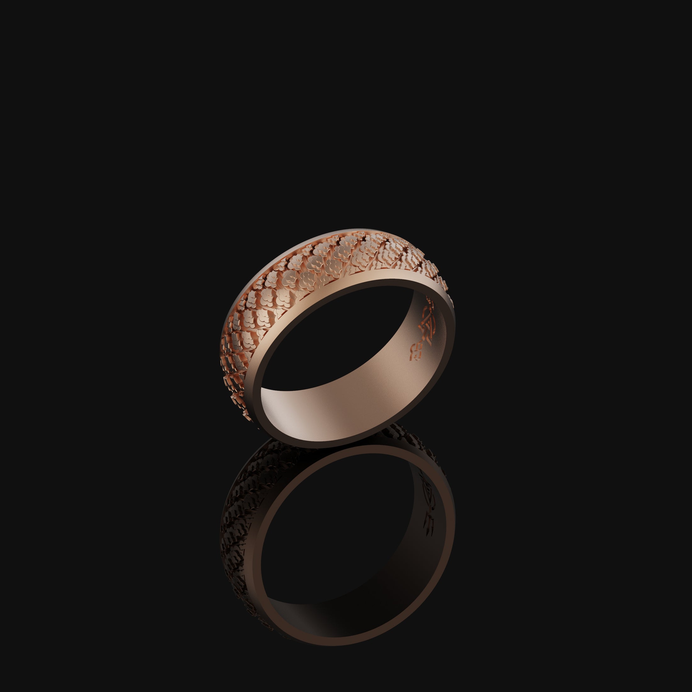 Japanese Clouds Band - Engravable Rose Gold Finish