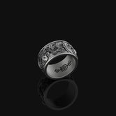 Carp And Waves Band - Engravable Oxidized Finish