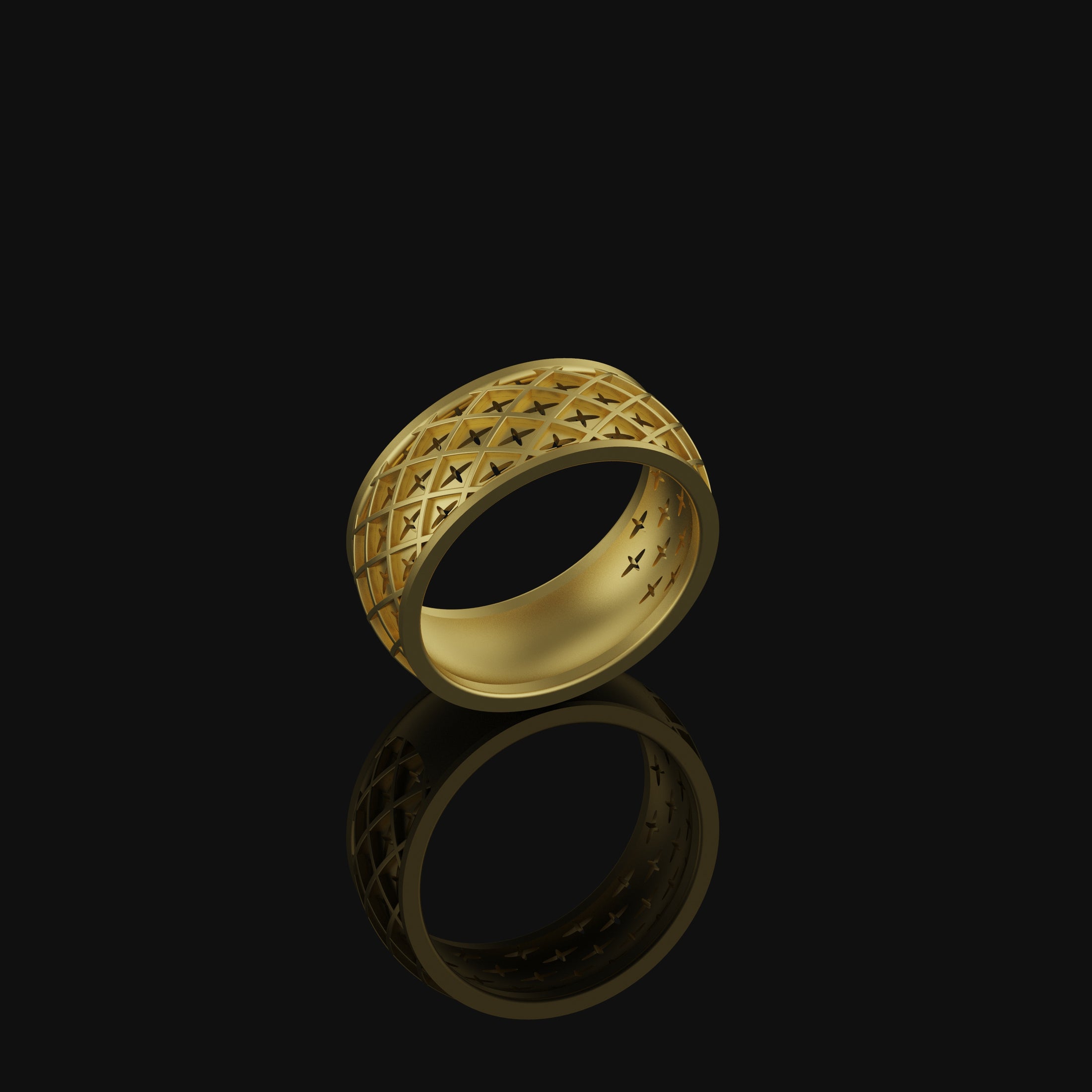 Medieval Pattern Band Gold Finish