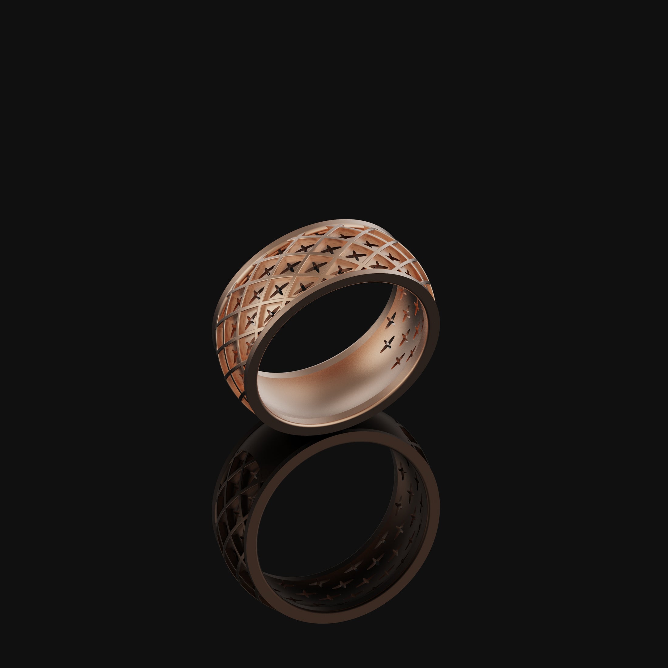 Medieval Pattern Band Rose Gold Finish