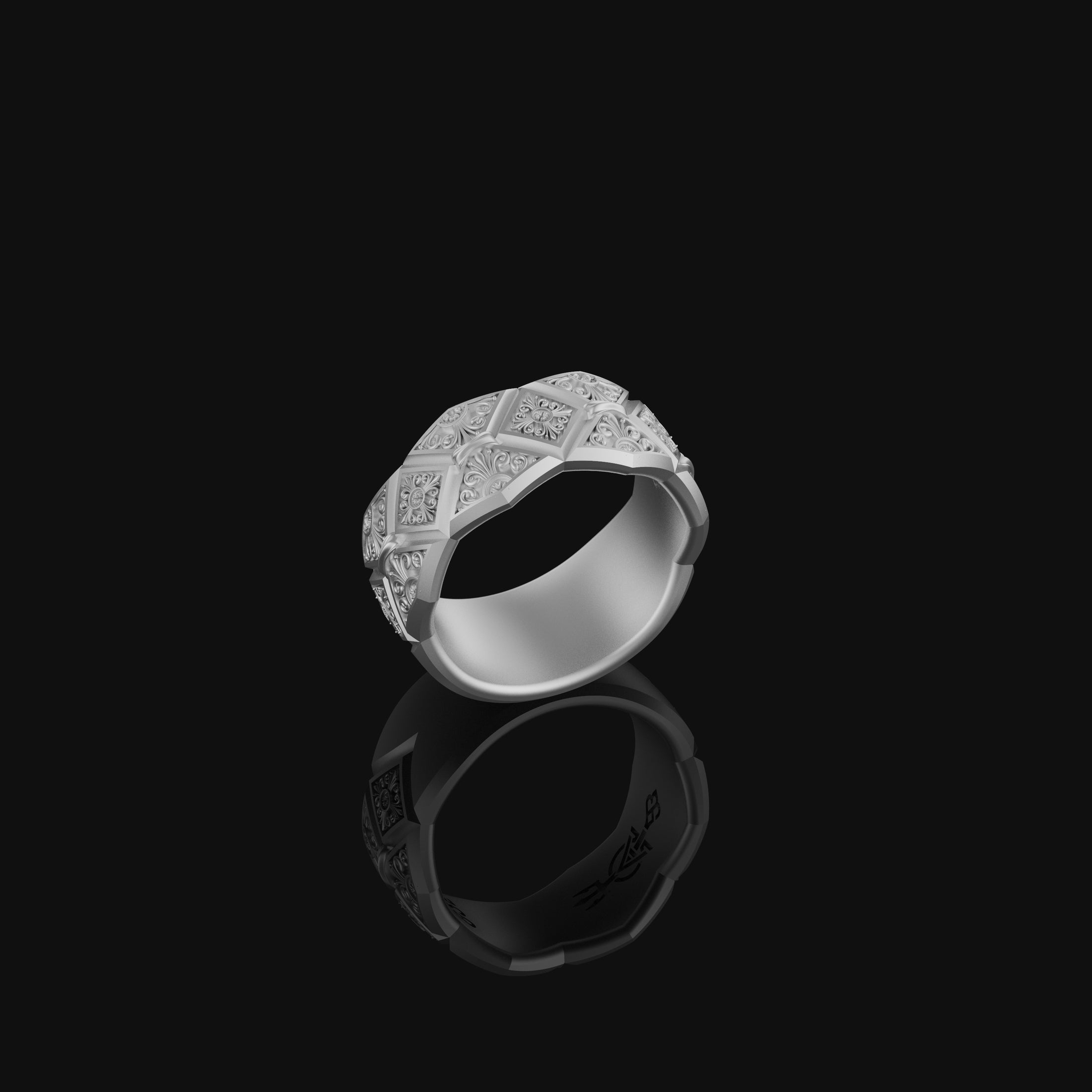 Ornamental Band Ring Polished Finish