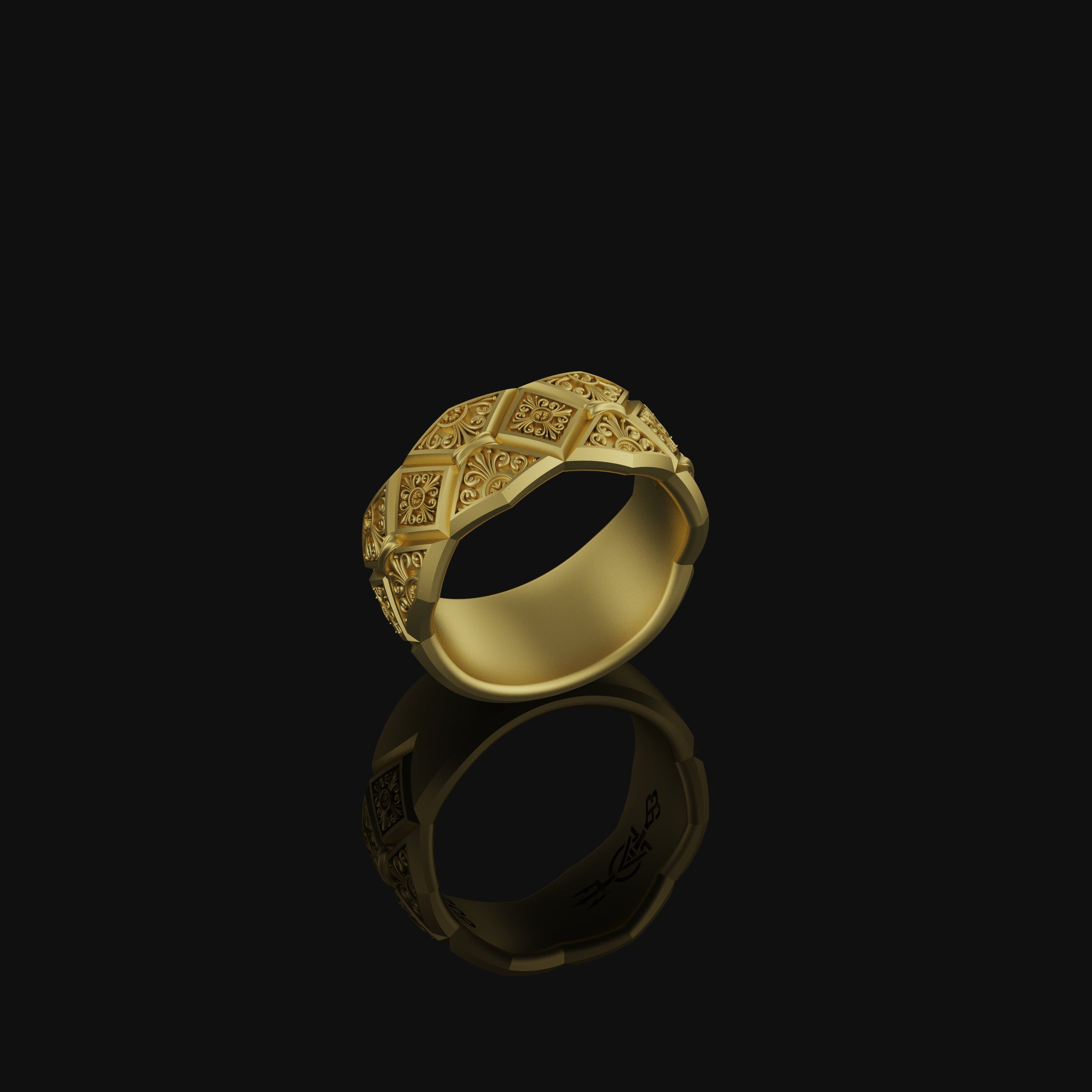 Ornamental Band Ring Gold Finish