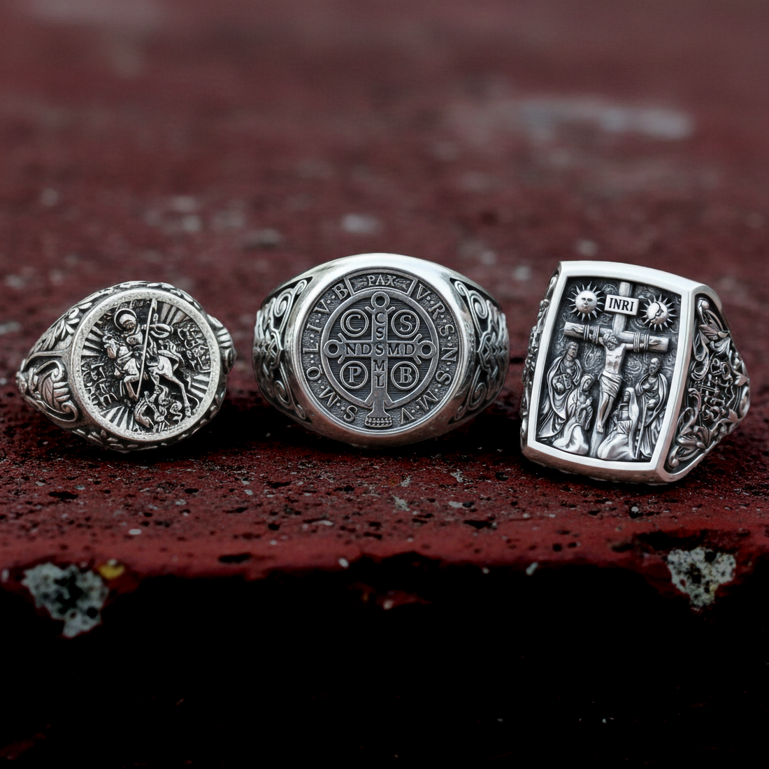 Religious Rings | Faith & Saint Signet Rings in Sterling Silver ...