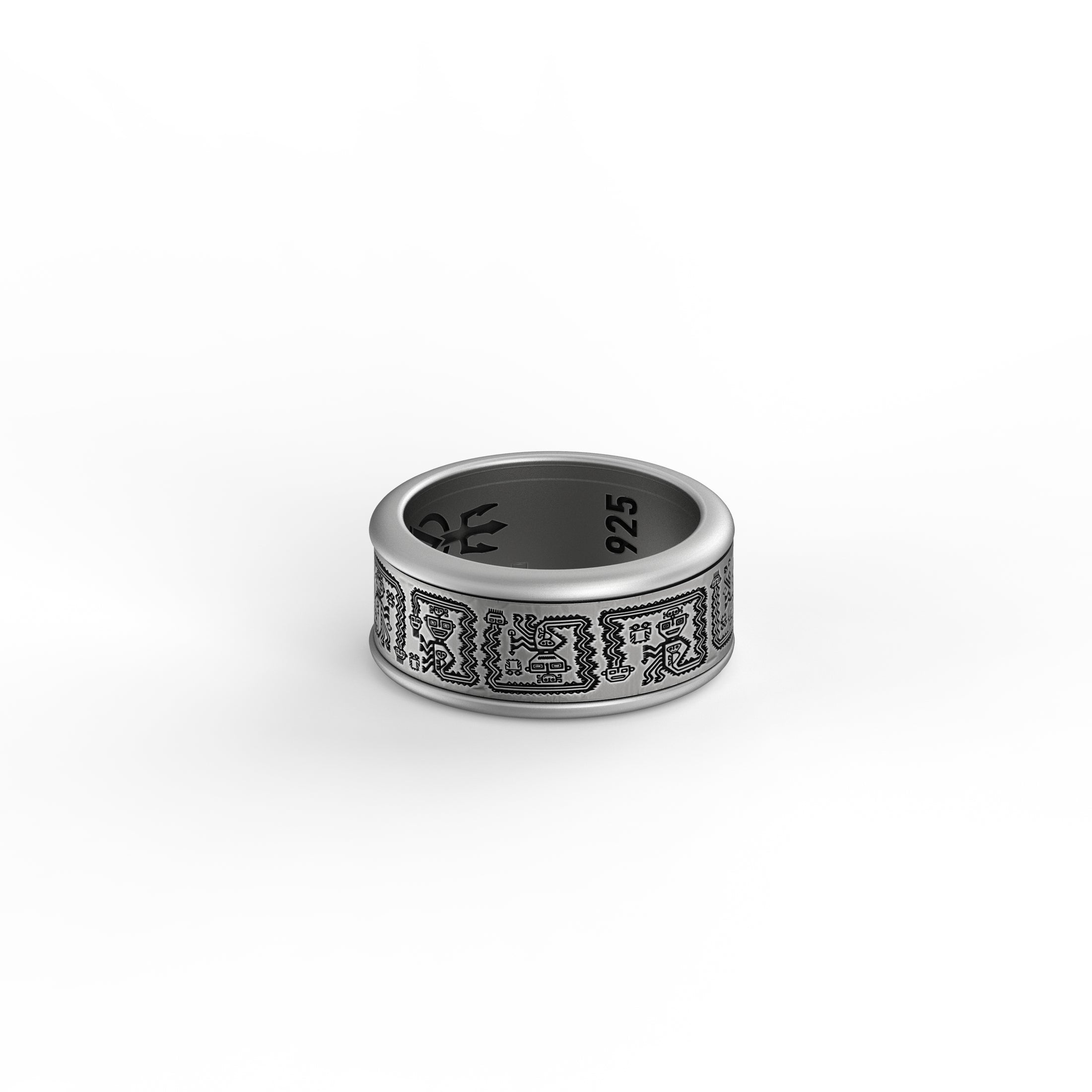 Rotating Aztec Band - Engravable - Angelios Jewelry
