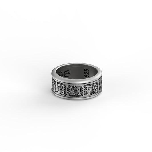 Rotating Aztec Band - Engravable - Angelios Jewelry