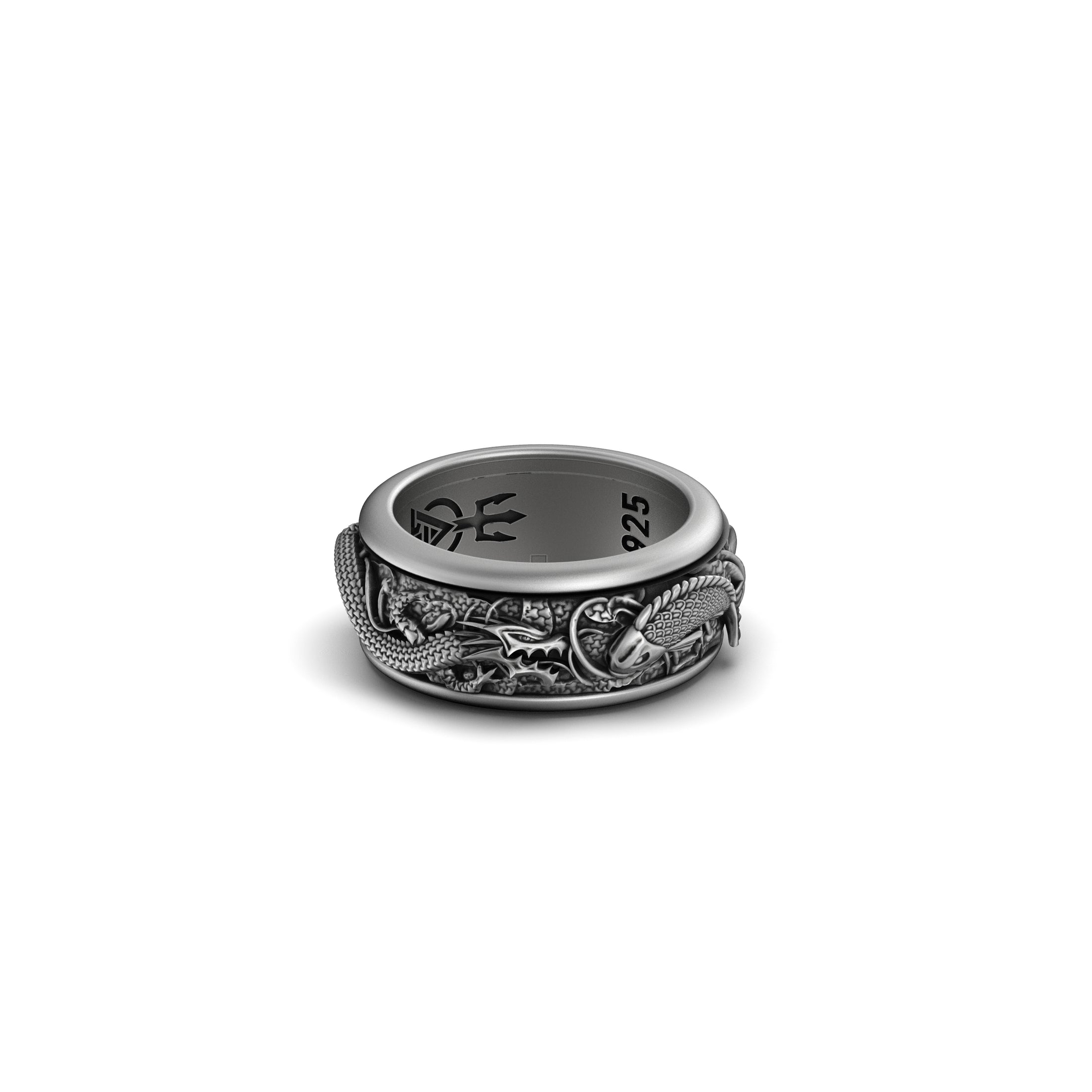 Rotating Dragon & Carp Band - Engravable