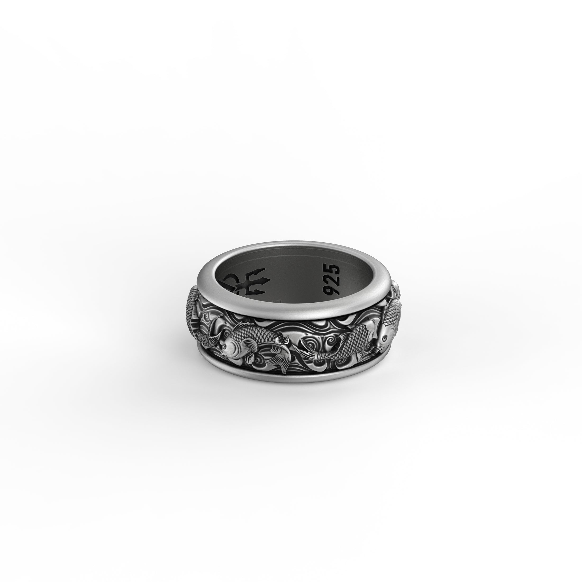 Rotating Koi Fish Band - Engravable - Angelios Jewelry