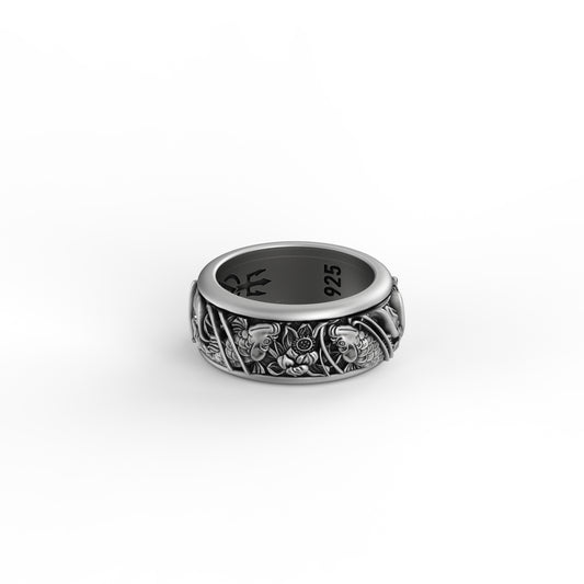 Rotating Koi Fish Band - Engravable - Angelios Jewelry