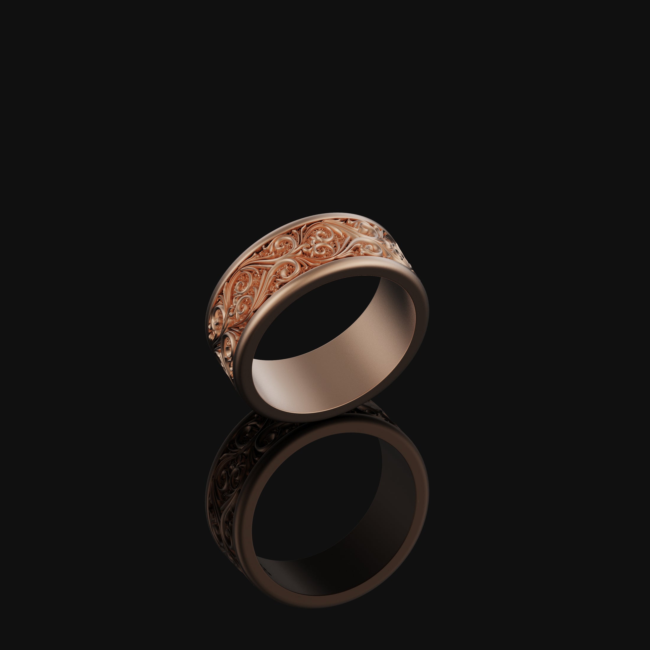 Leaves Band - Engravable Rose Gold Finish